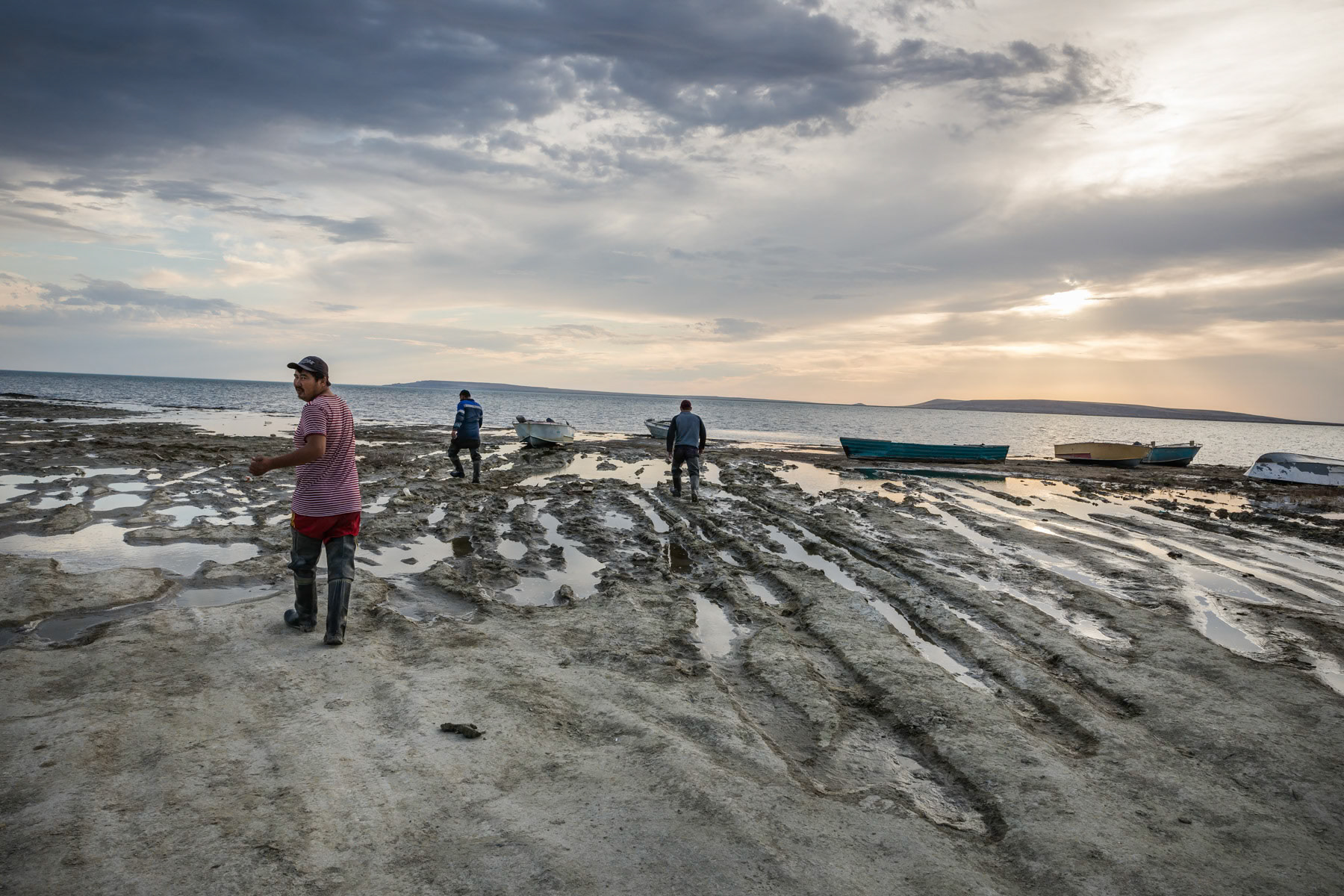 Fishermen go fishing in the Aral Sea, Tastubek, Kazakhstan, June 2019