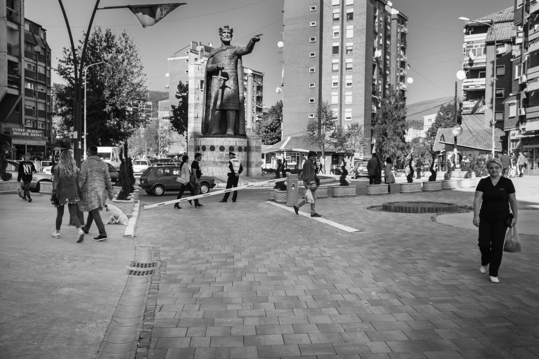 The disputed territory of Kosovo has declared independence from Serbia in 2008 and has been only partly recognised as such. About 100,000 Serbs remain in Kosovo mainly in the North who has remained a de-facto part of Serbia and in Serb majority enclaves in the South. But the fact is that the Serbian population seeks to leave and settle in Serbia, creating sparsely inhabited territories that will become difficult to hold. Statue of Prince Lazar, a medieval Serbian ruler who died 1389 at the battle of Kosovo confronting the invading Ottoman Empire. This is one of the reasons Serbia considers Kosovo as its heartland. Kosovska Mitrovica, Northern Kosovo, October 2018