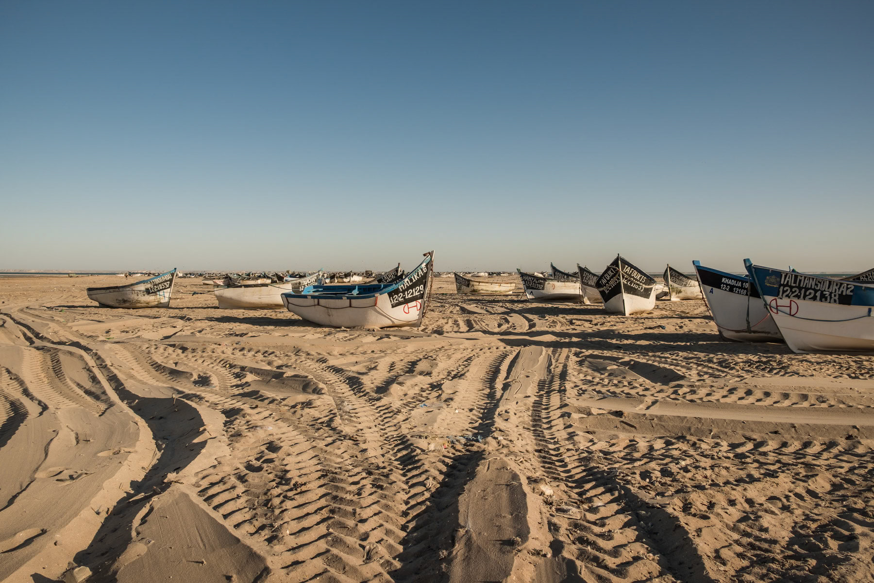 A fishing point near the city of Dakhla, Western Sahara, December 2018