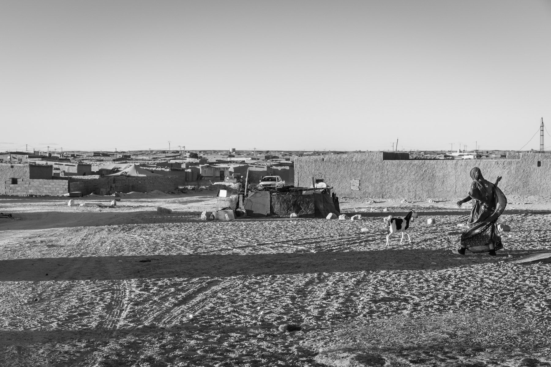Smara Saharawi refugee camp and its 30,000 residents. The camp was established more than 40 years ago and only during the past 10-15 years have hard shelters replaced tents. Tindouf, Algeria, December 2019