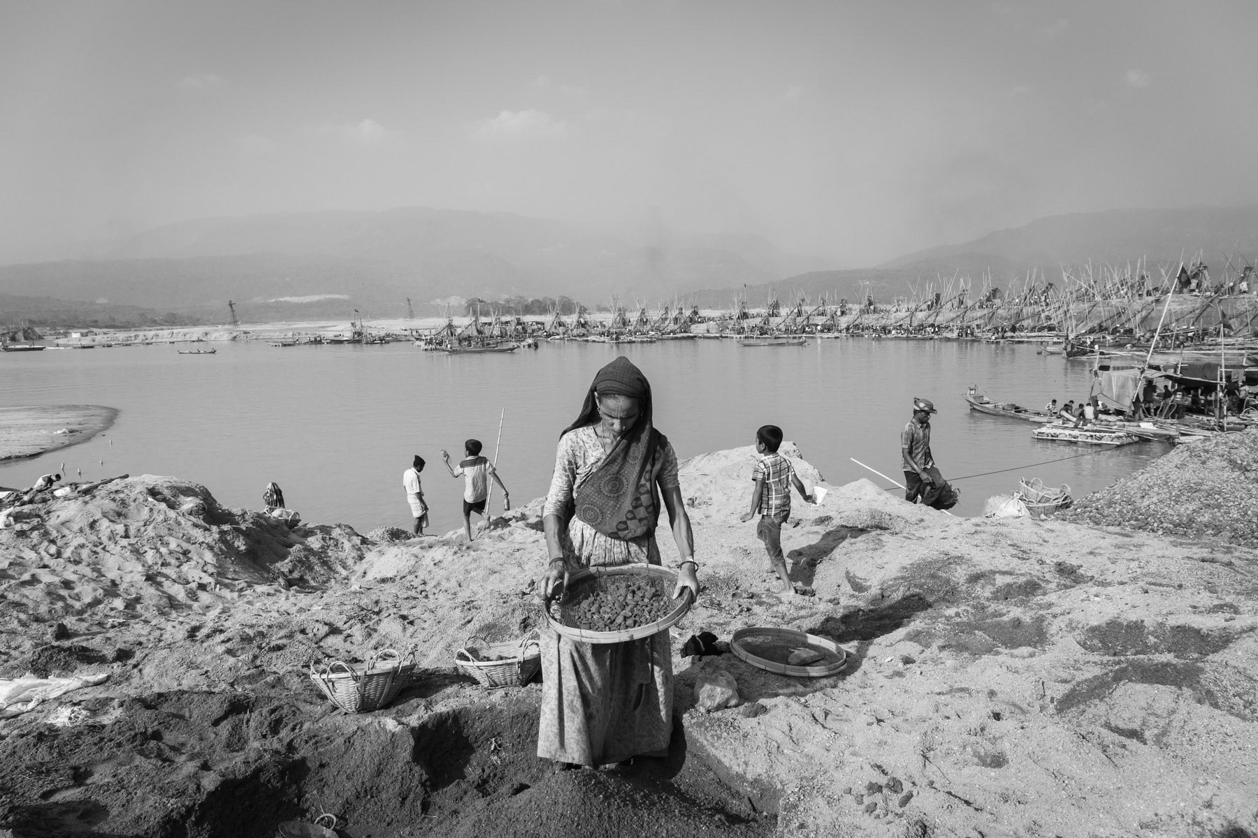 Stone extraction site of Bholaganj on the Dholai river, Bangladesh, December 2015