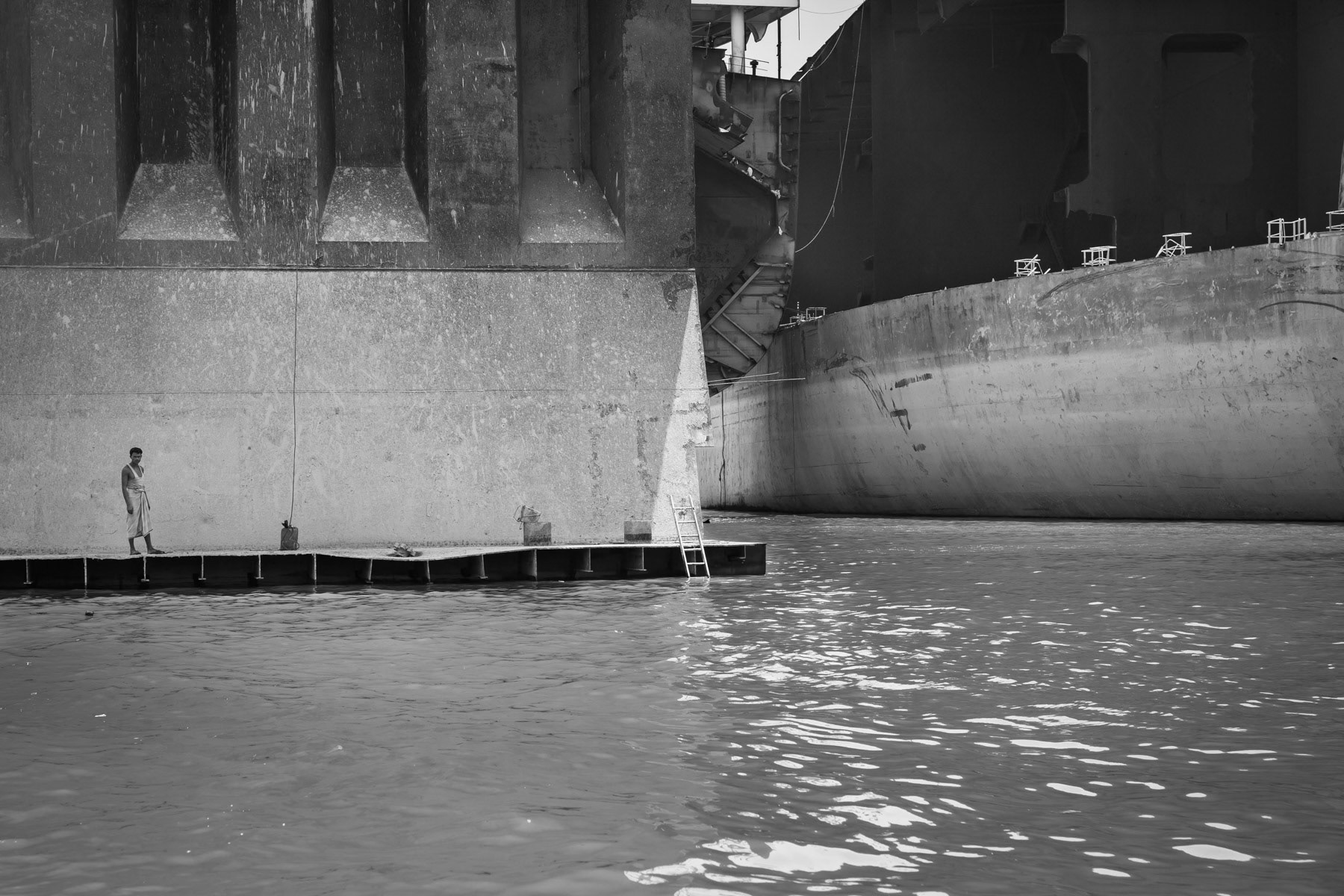 Partly dismembered vessel, Chittagong ship-breaking yards, Bangladesh, June 2015