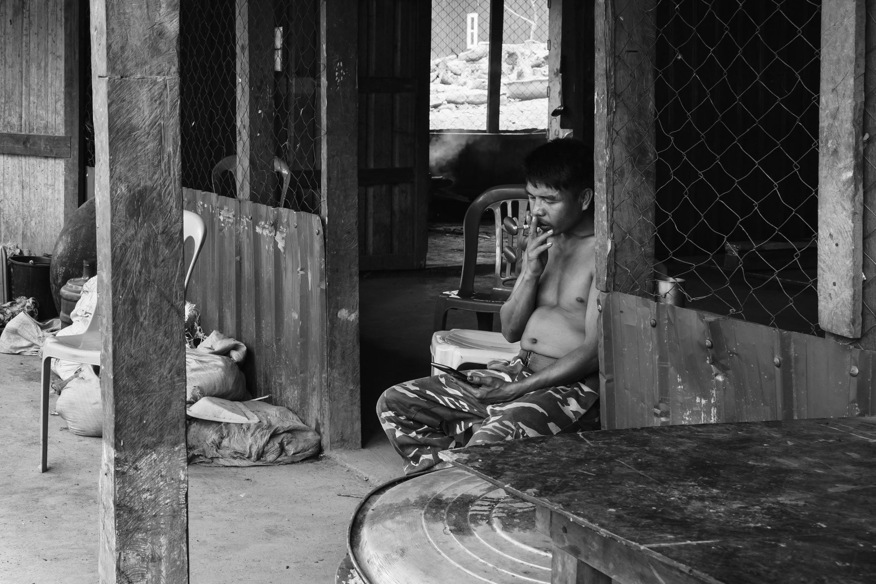 Member of the Chin National Army, Camp Victoria, Chin State, Myanmar, April 2024