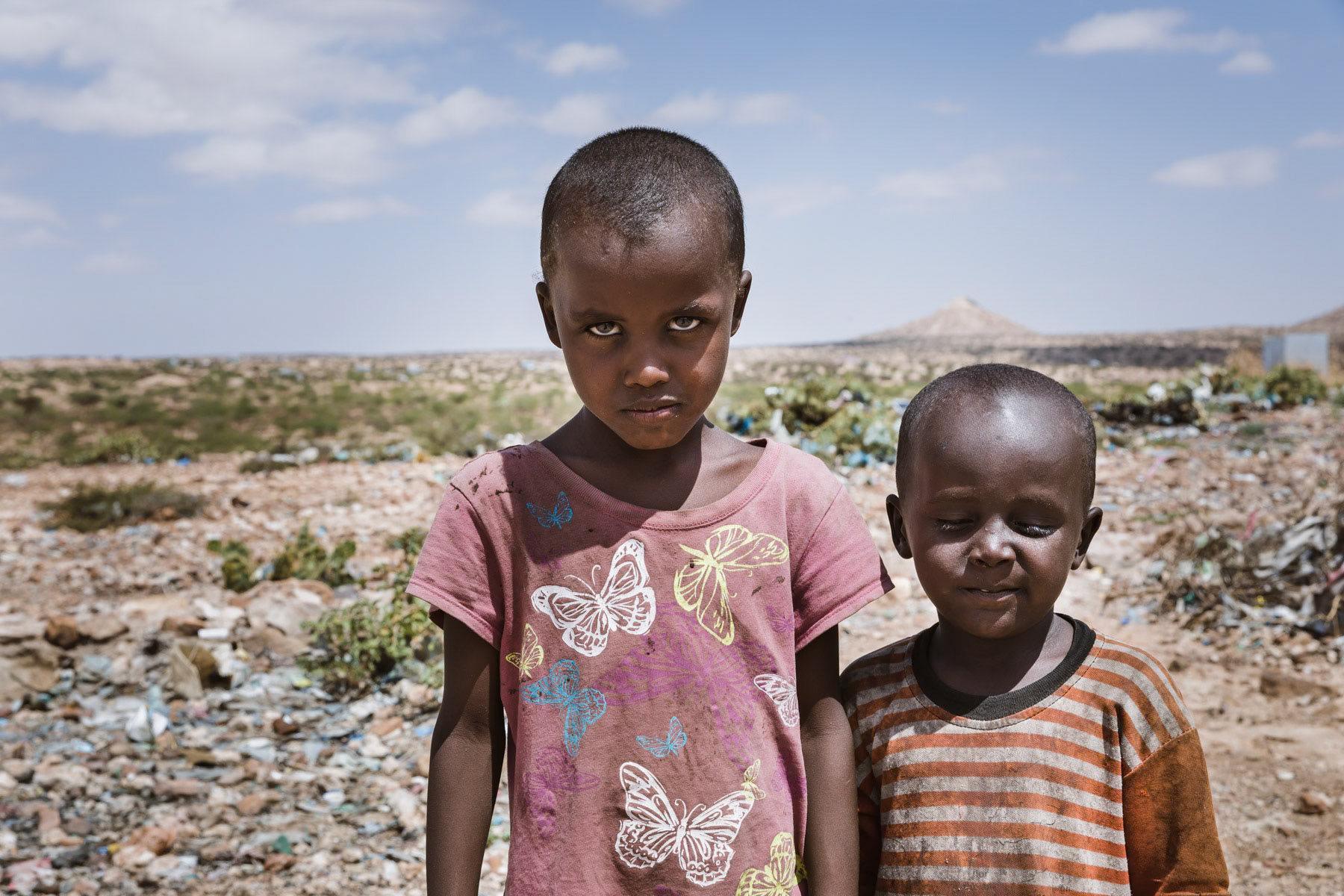 Somali children displaced not by war but by climate change. Somaliland and other regions of the Horn of Africa have been severely affected by droughts during the past four years, disseminating entire pastoralist communities. Outskirts of Hargeisa, Somaliland, October 2017