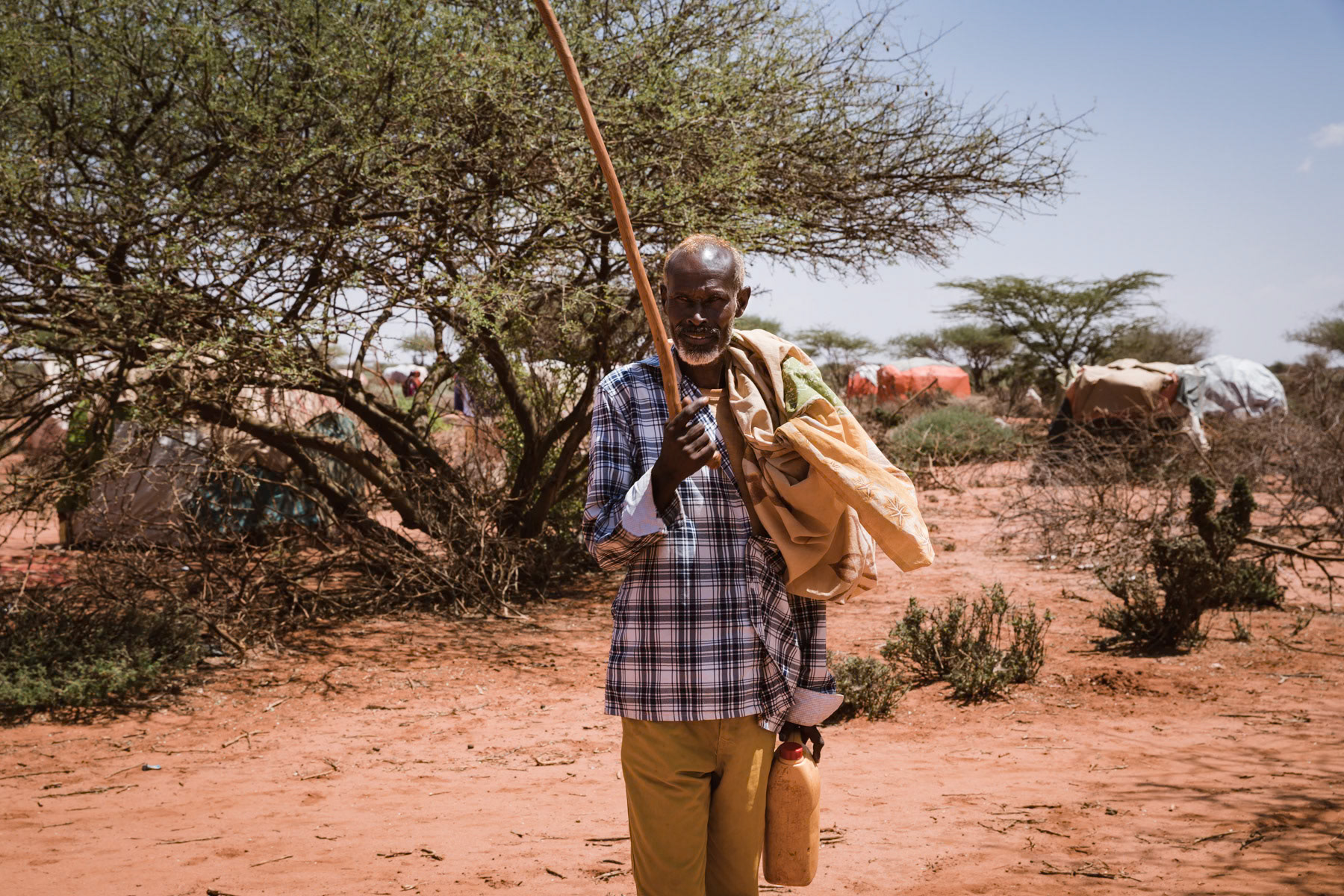 A Somali climate refugee stranded in a makeshift camp after having lost his livelihood because of the drought. Warabeye IDP camp, Burao Region in Somaliland, October 2017
