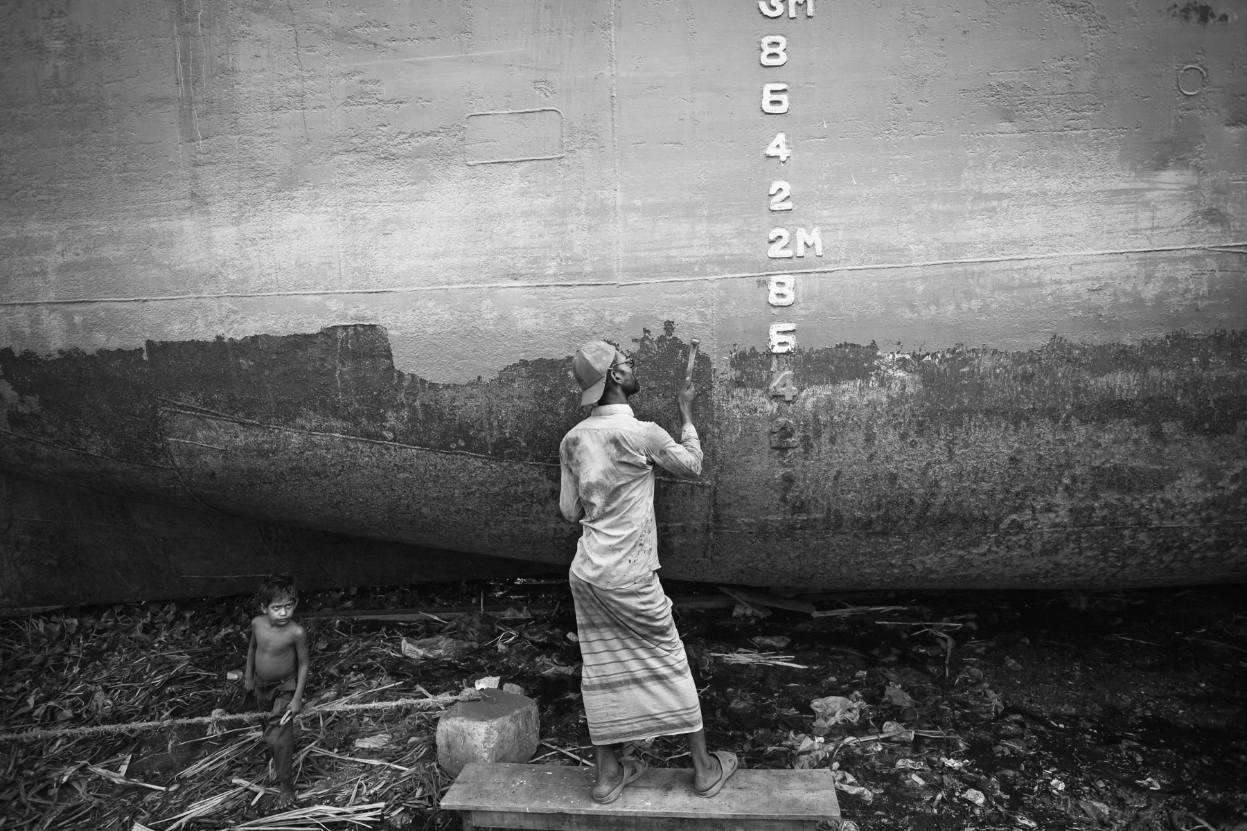 Shipyards along the Buriganga river in Kerenigong neighbourhood of Dhaka, Bangladesh, October 2014