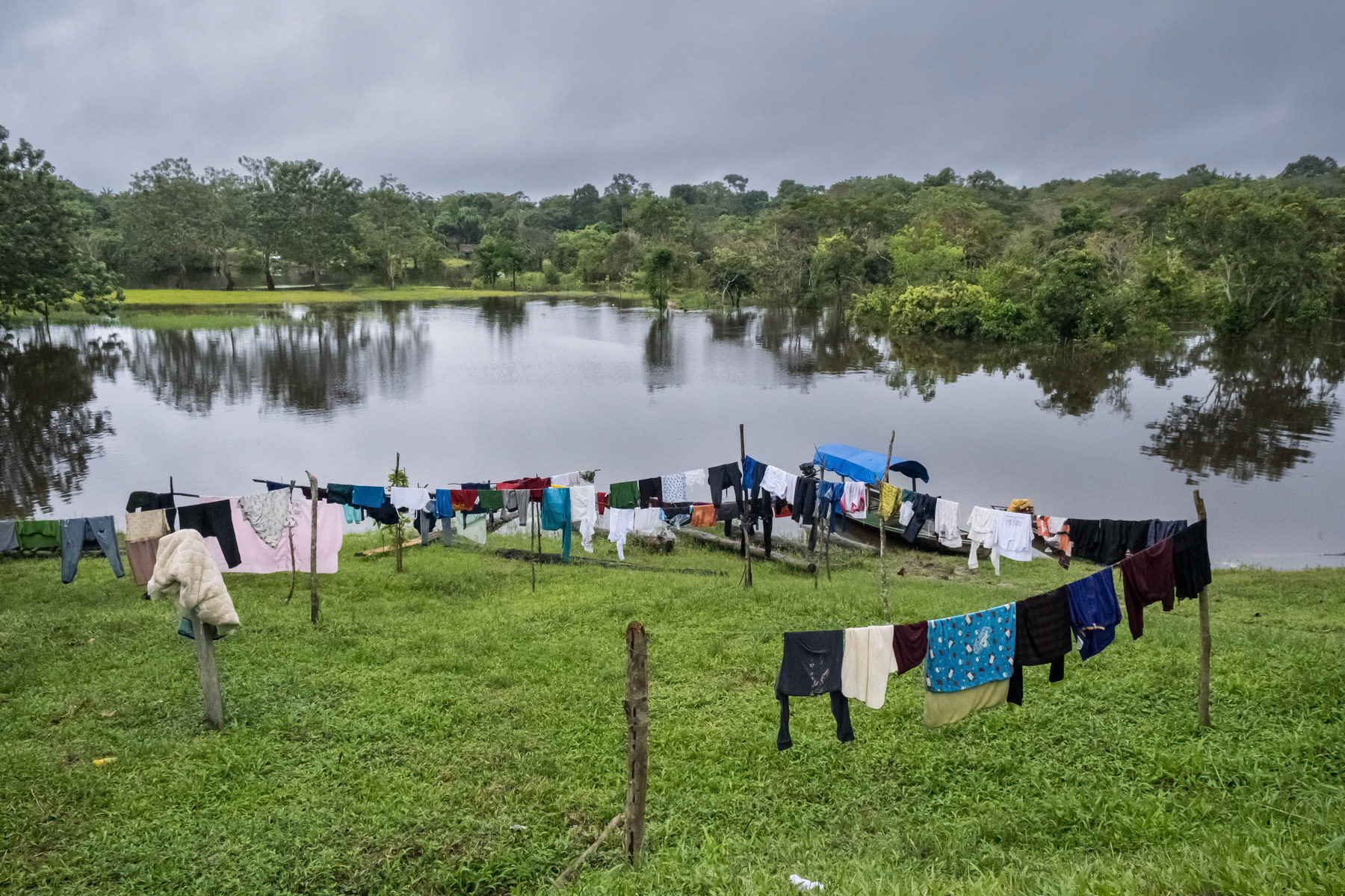 Caseiro Paraiso village in the indigenous protected lands of southern Colombia. Paraiso, Puerto Nariño, Amazonas, April 2022
