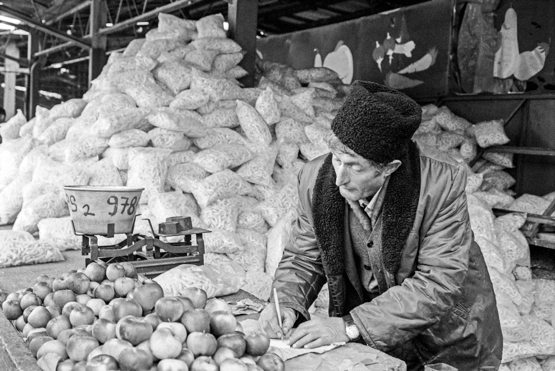 Market seller, Bucharest, Romania, April 1991