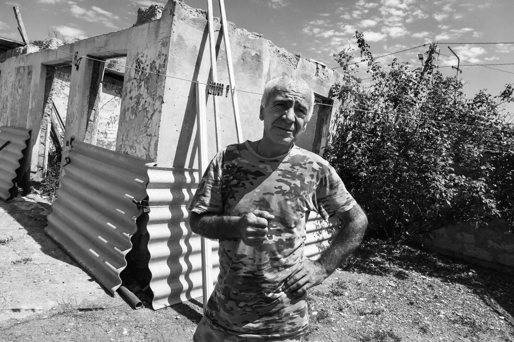 War damaged house still awaiting repair 8 years after the war. Border area between South Ossetia and Georgia, August 2016