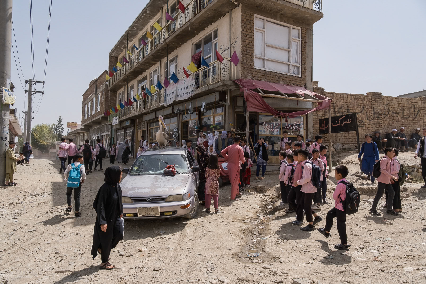 A street scene in Dasht-e-Barchi in the outskirts of Kabul, Afghanistan, August 2024