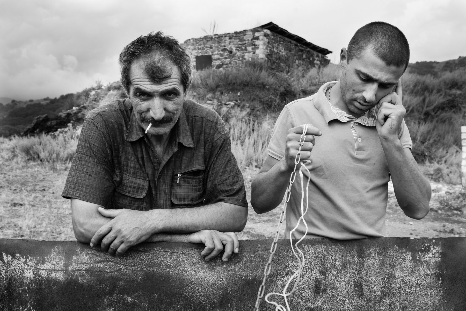Two of the four permanent residents in the remote village of Gaylatoon, meaning the place of the wolf. Stepanakert region, Karabakh. July 2014