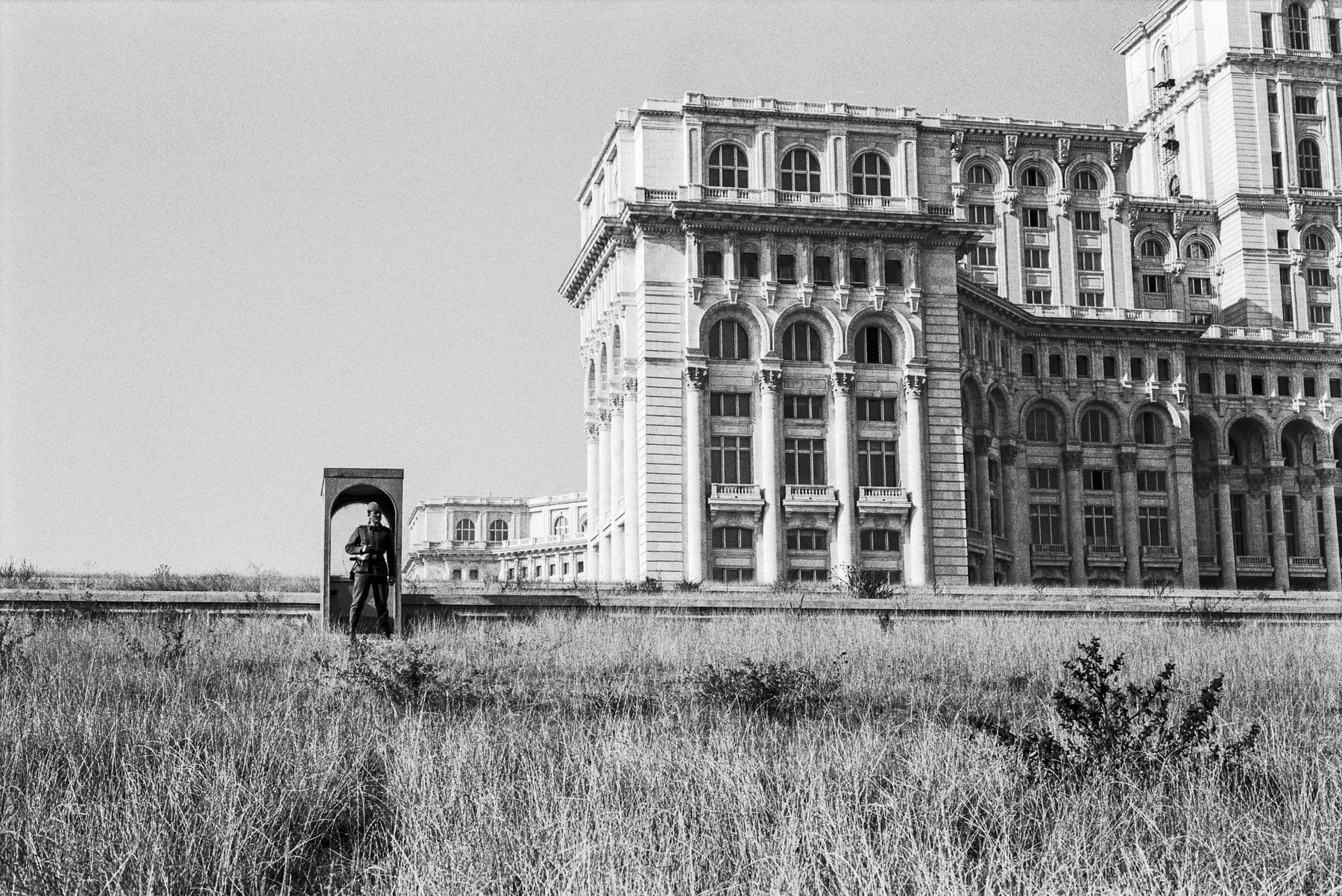 Guarding the 'People's Palace' nowadays the Romanian Parliament, Bucharest, November 1990