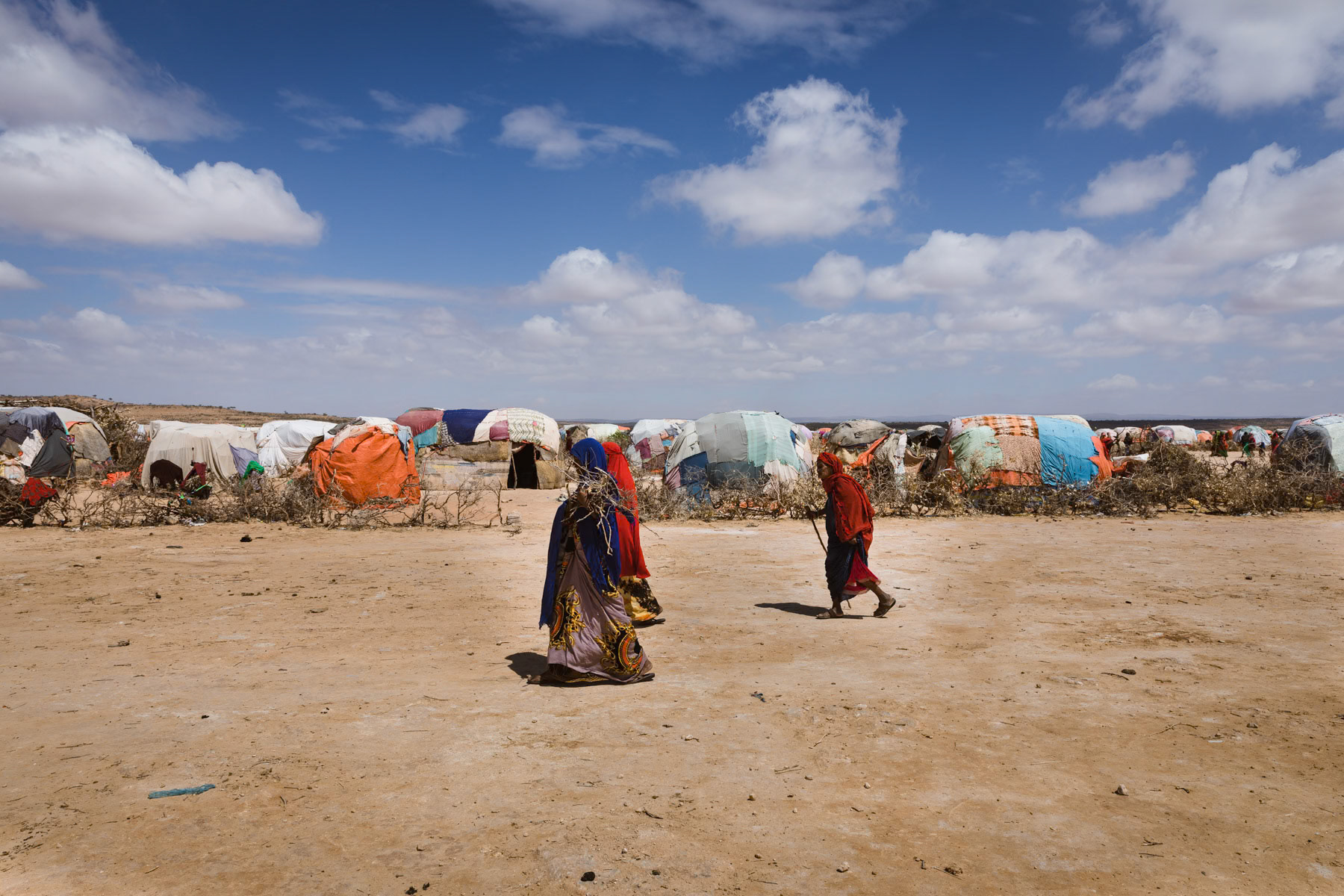 Aynabo camp for displaced pastoralists. With more than 10,000 IDPs, this is the largest camp for climate refugees in Somalia. Aynabo in Saraar Region, Somaliland, October 2017