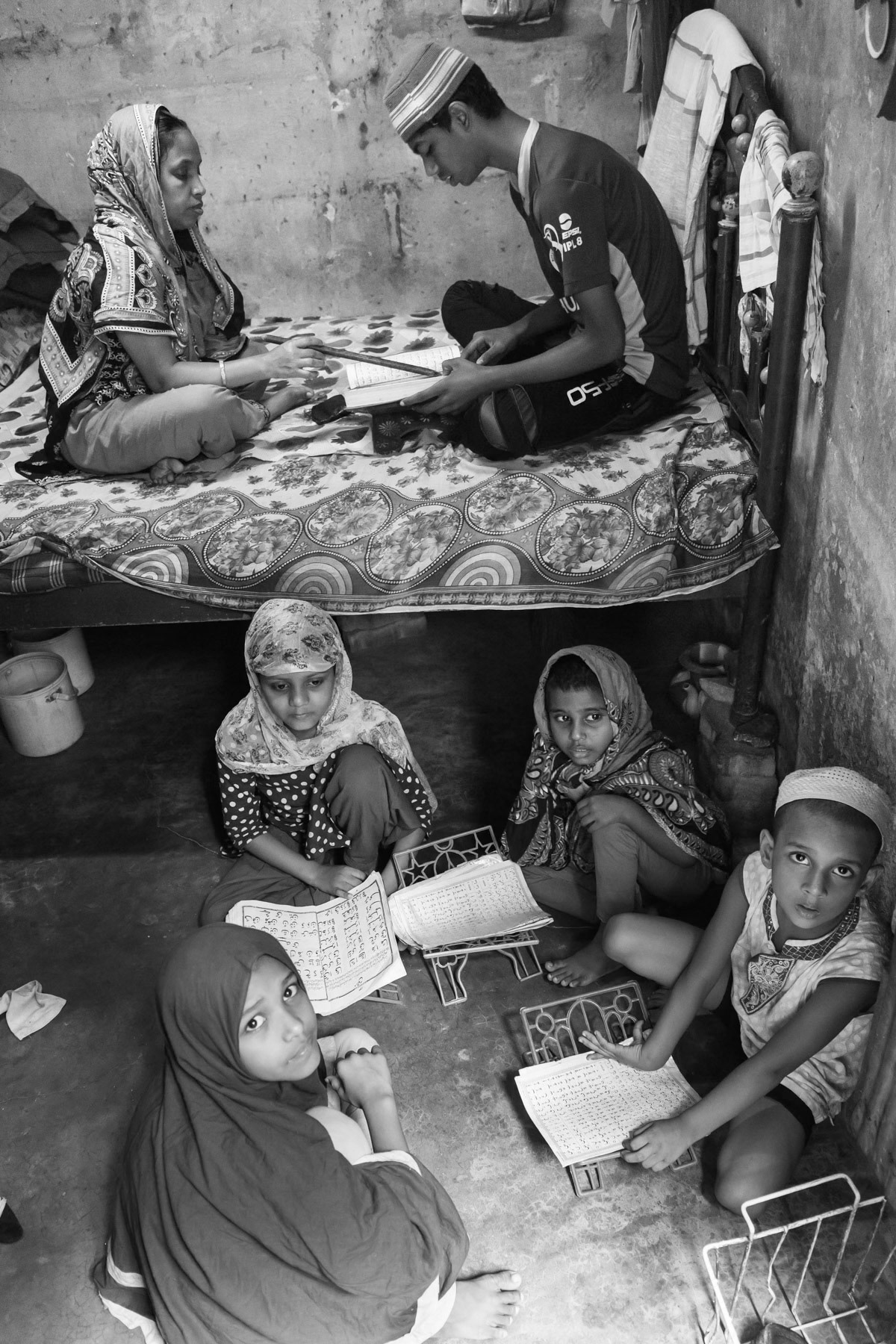 Home based coranic school, Bihari camp in Dhaka, Bangladesh, May 2015