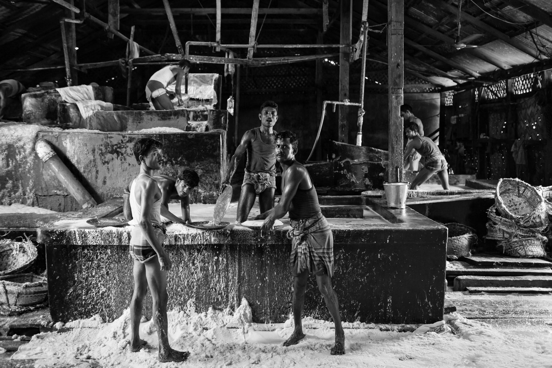 Workers at a salt processing plant, Chittagong, Bangladesh, June 2015