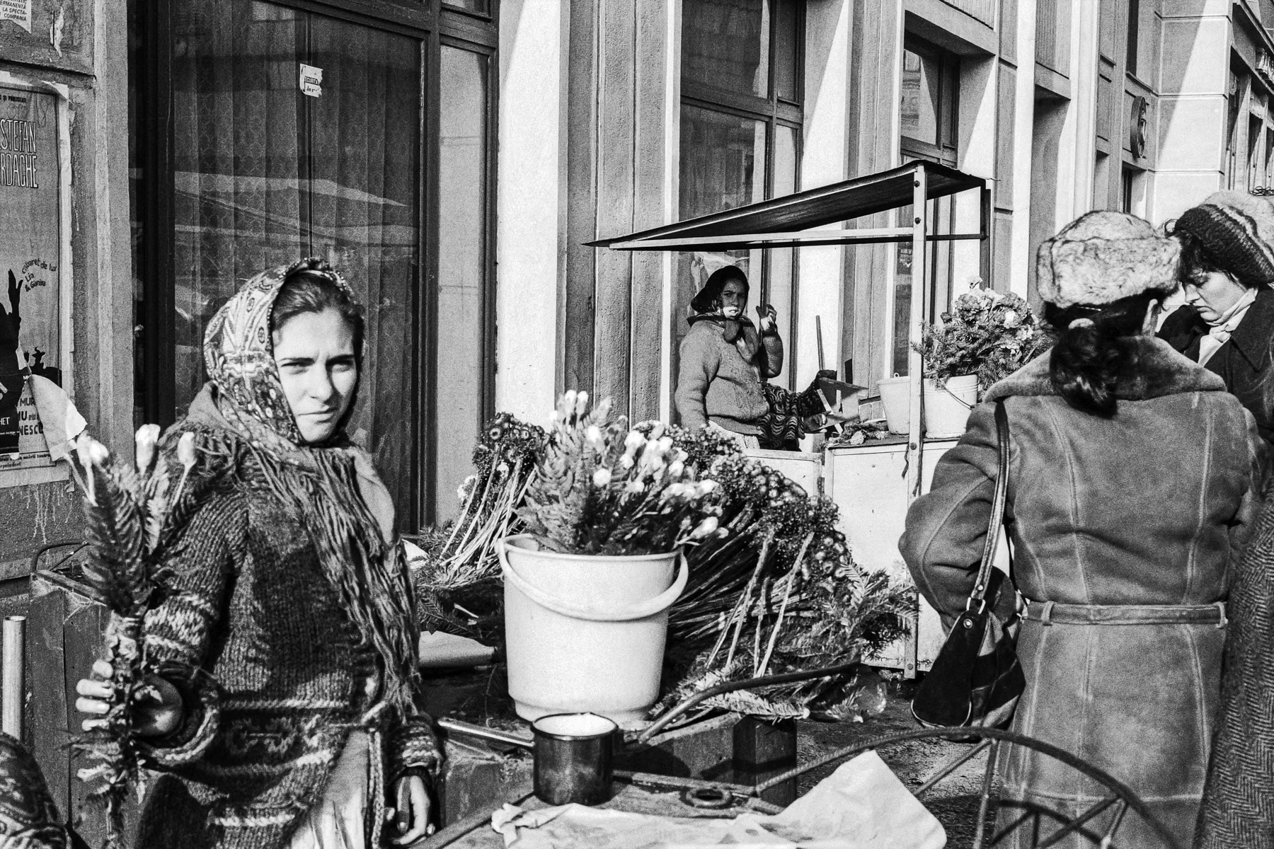 Flower stand, Bucharest, December 1990