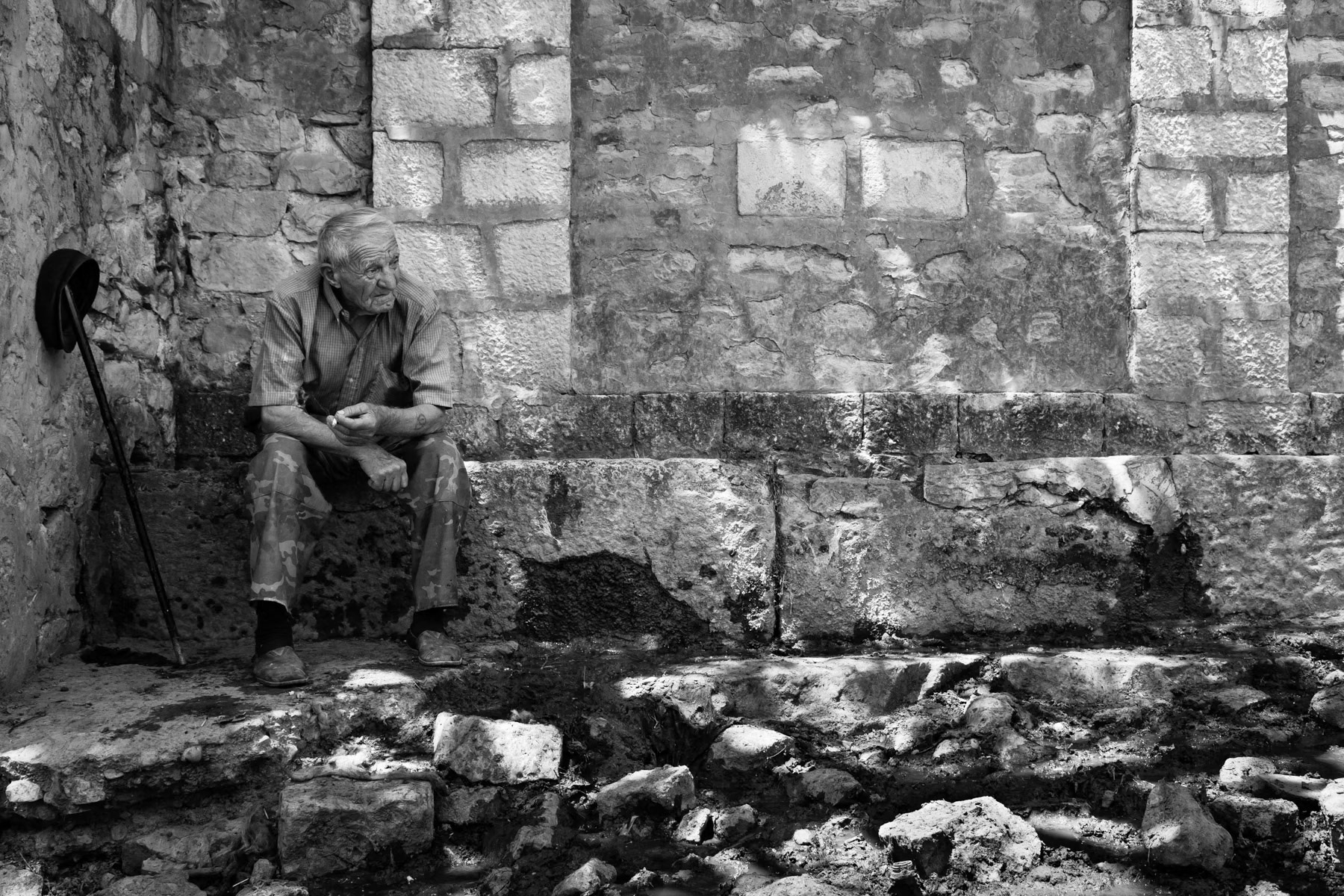Old man pausing, Khramort village, Nagorno-Karabakh, July 2014