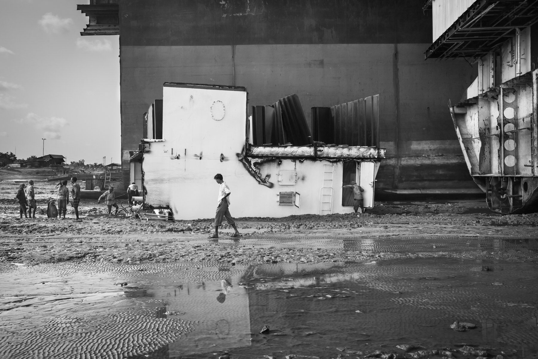 Sliced up vessels, Chittagong ship-breaking yards, Bangladesh, June 2015