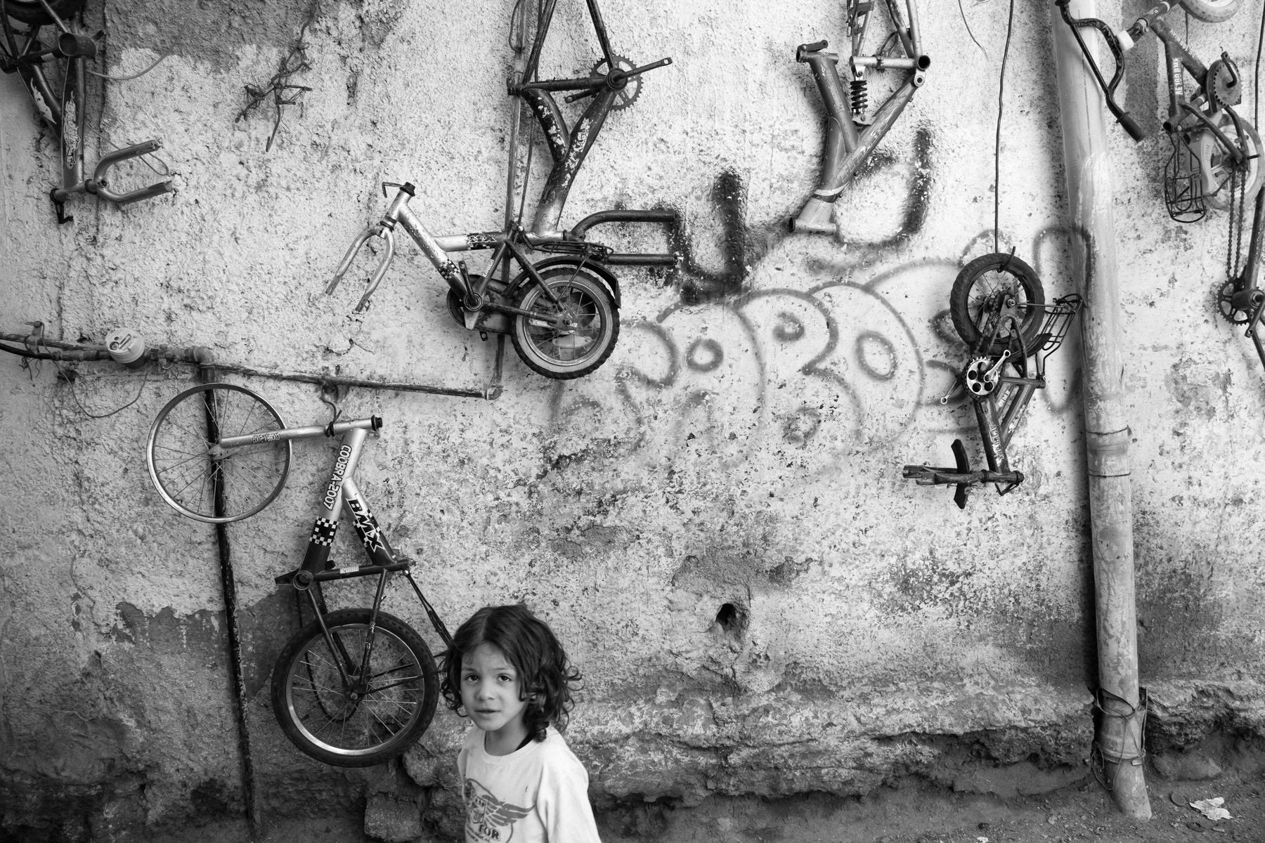 Bicycle repair shop in Al Am'ari Refugee Camp in Ramallah, Palestine, May 2014
