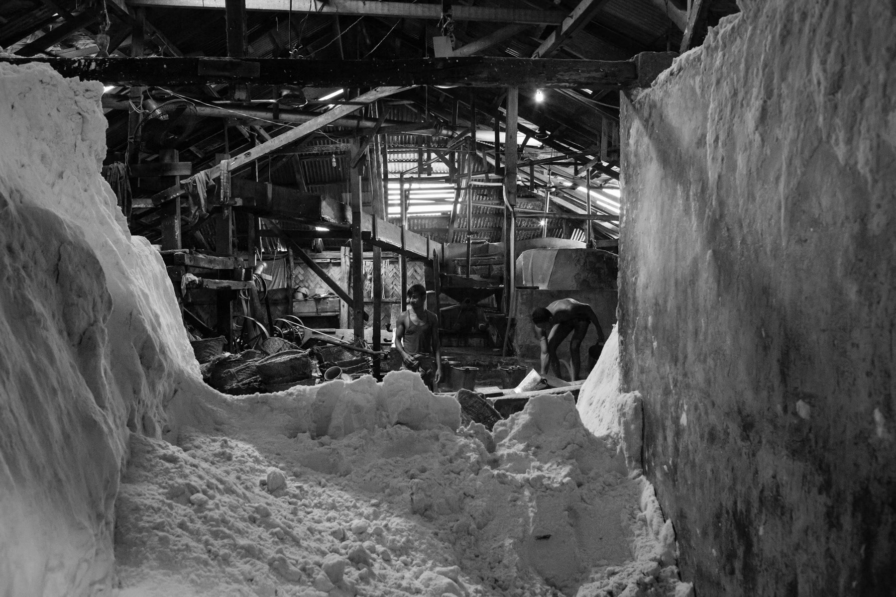 The bulk of processed salt will be used in the tanneries for animal skin conservation, salt processing plant in Chittagong, Bangladesh, June 2015