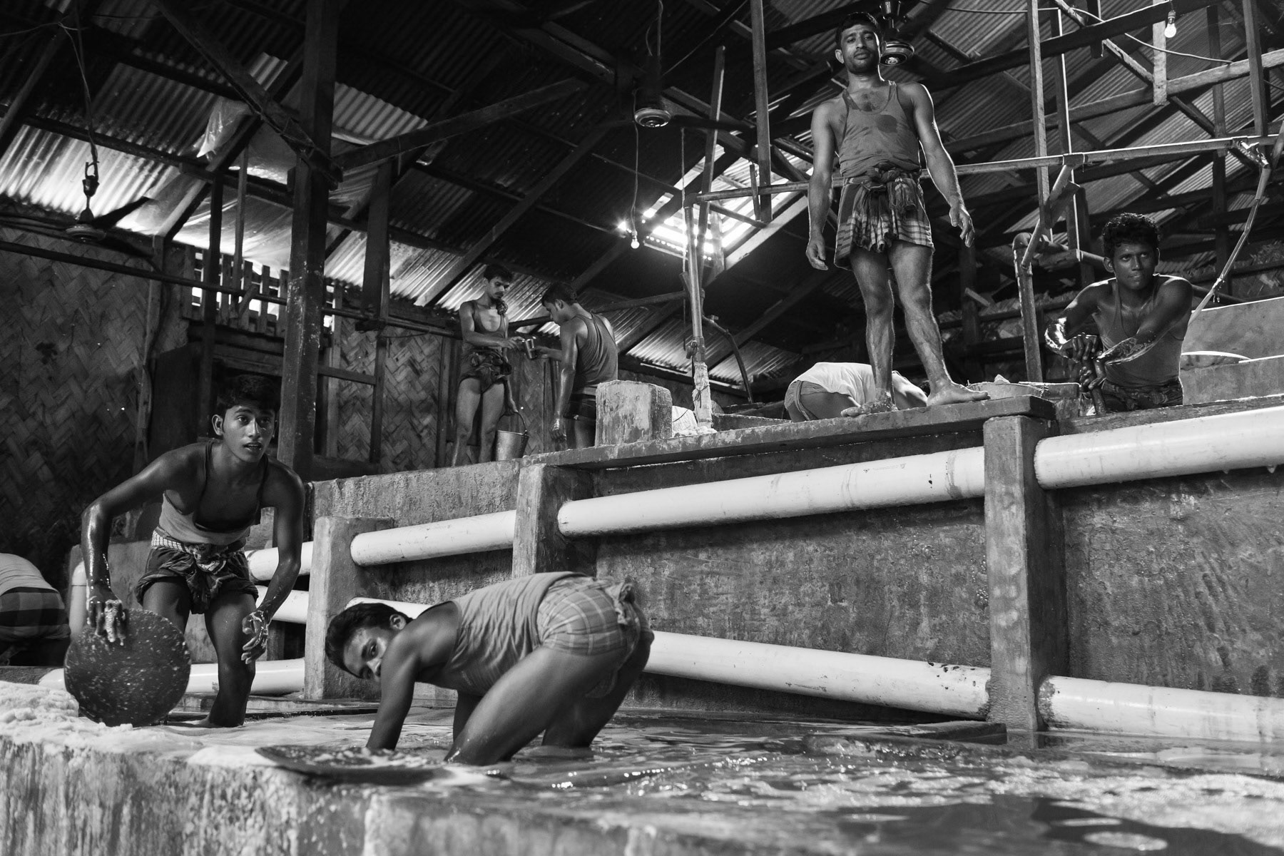 Workers at a salt processing plant, Chittagong, Bangladesh, June 2015