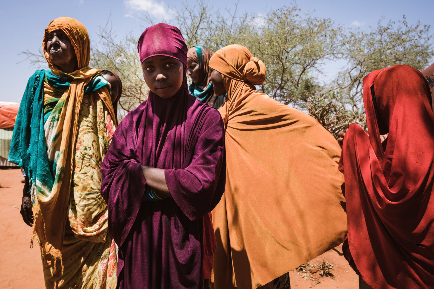 Climate refugees having lost their livestock and who are completely dependent on food distribution. The eastern parts of Somaliland have been severely affected by 4 years of drought where up to 80% of livestock has perished endangering the pastoralist way of subsistance. Warabeye IDP Camp in Togdheer district of Burao region in the autonomious region of Somaliland, Somalia, October 2017