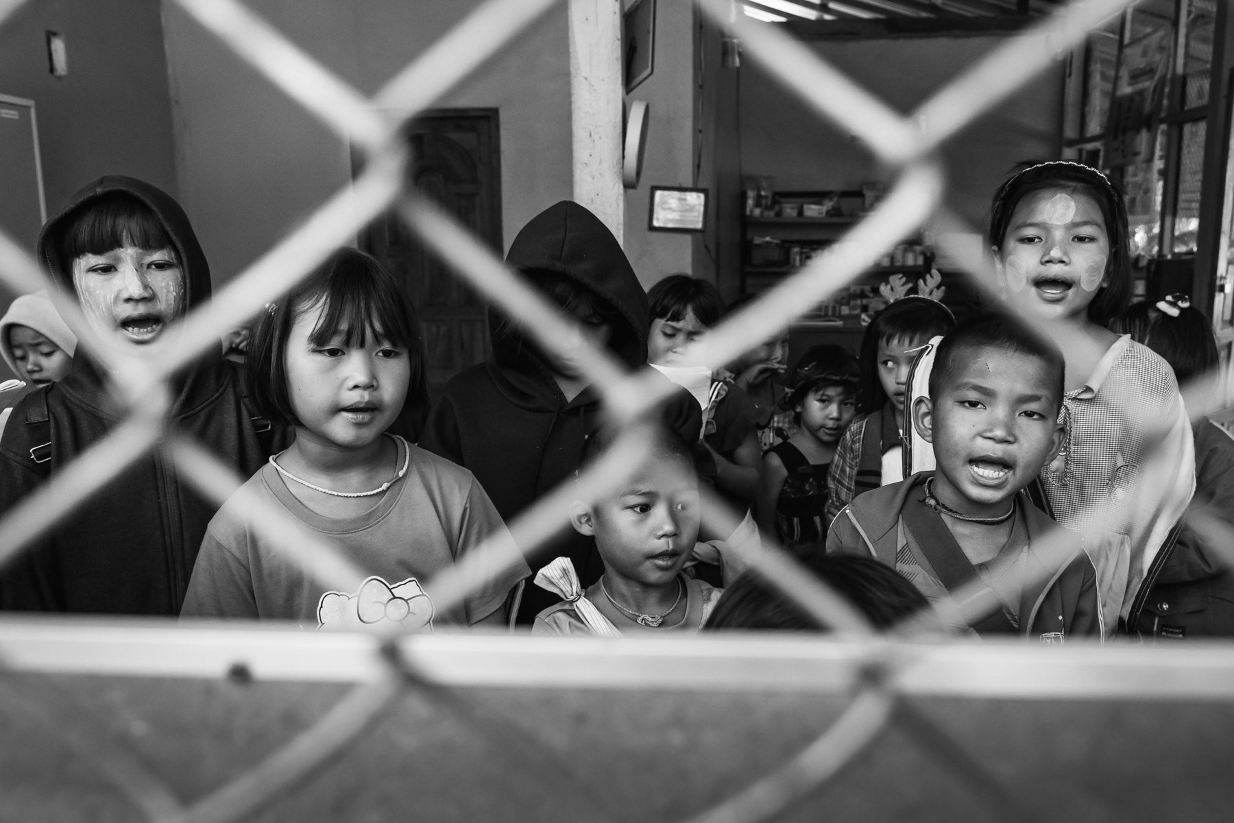 Karen children attending music and singing class. Lae Gho, Kayin, Myanmar, January 2024