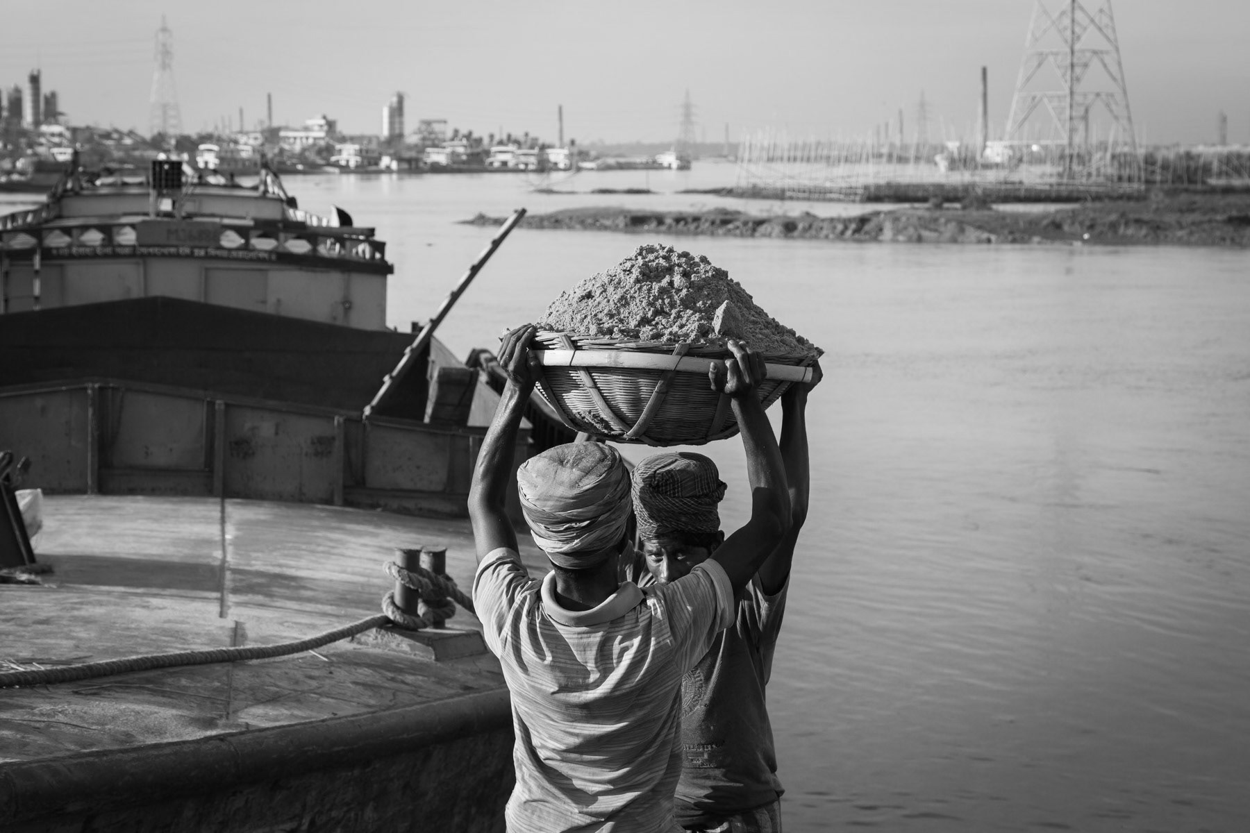 Sand carriers, Dhaka docks, Bangladesh, October 2014