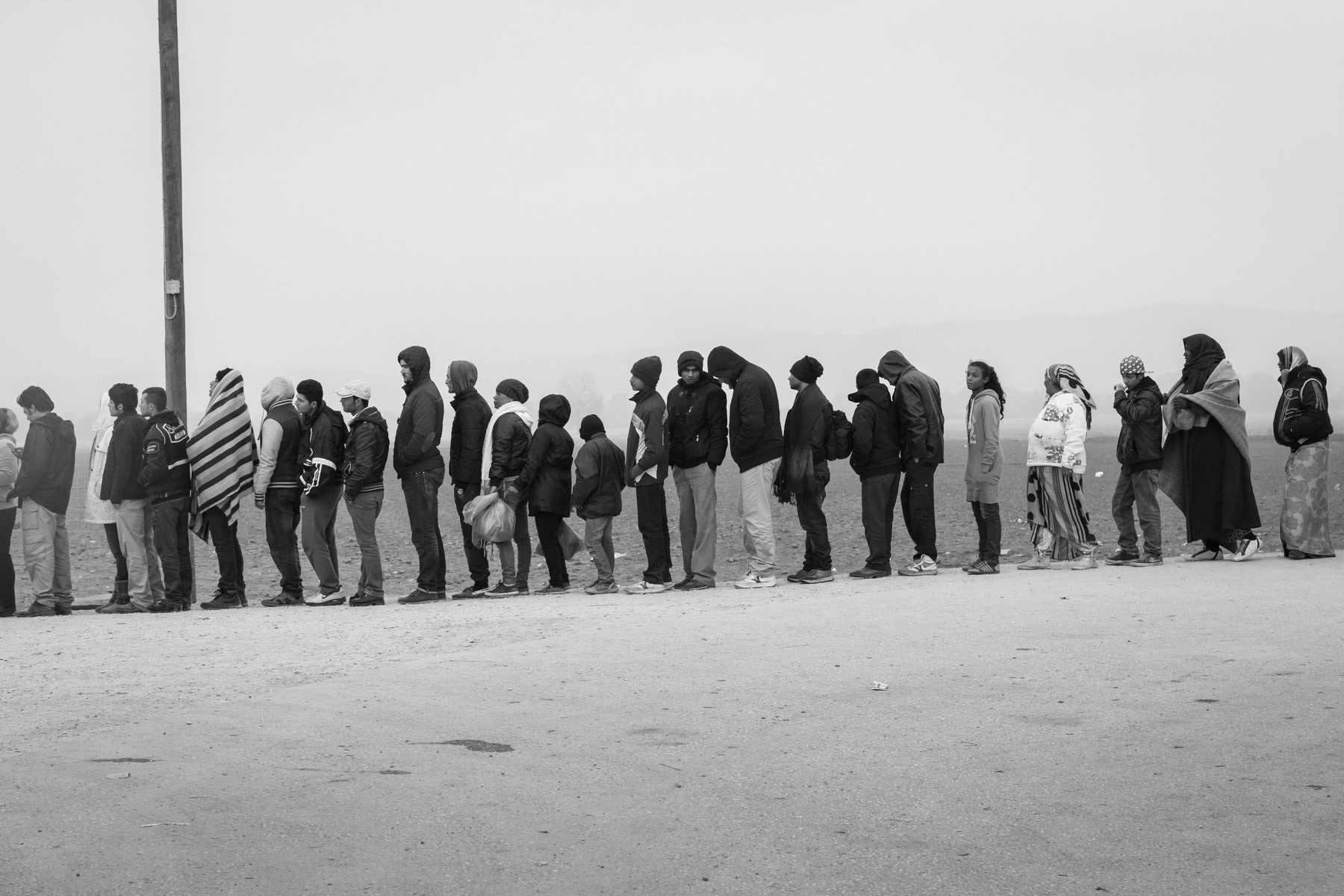 Border crossing between Greece and Northern Macedonia when passage started to be restricted to only conflict zone refugees, Idomeni, Greece, November 2015