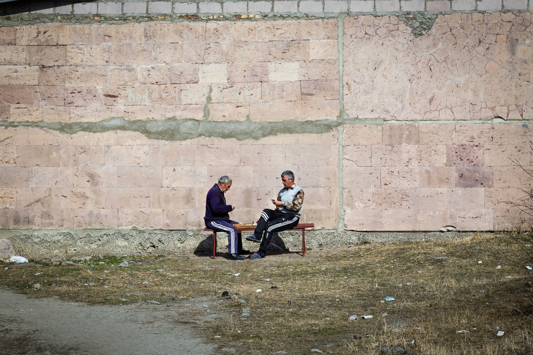 Passing time playing cards, domik settlement in Vanadzor, Armenia, March 2014