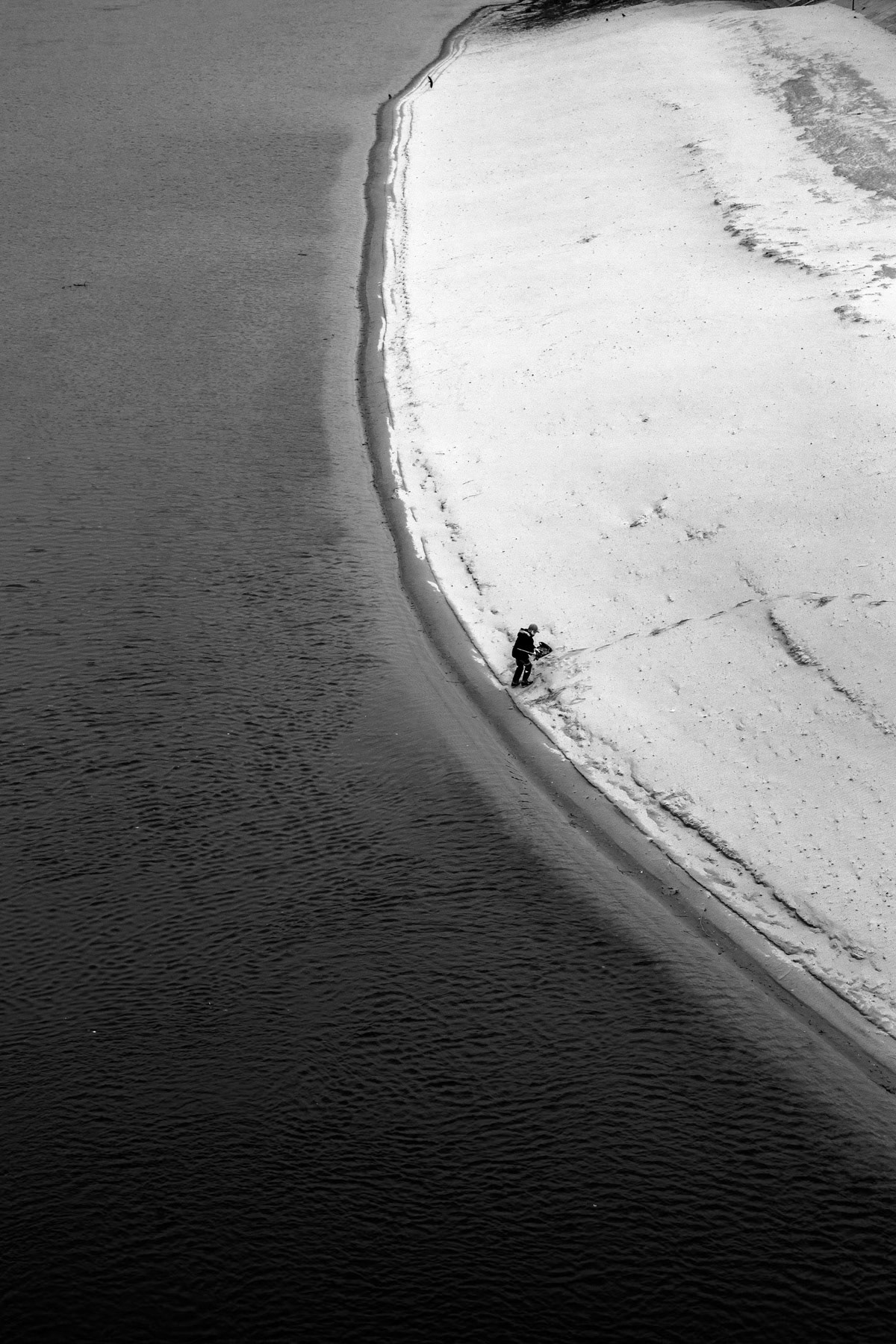 Fisherman on the Dniestr river in Tiraspol, Transnistria, December 2013