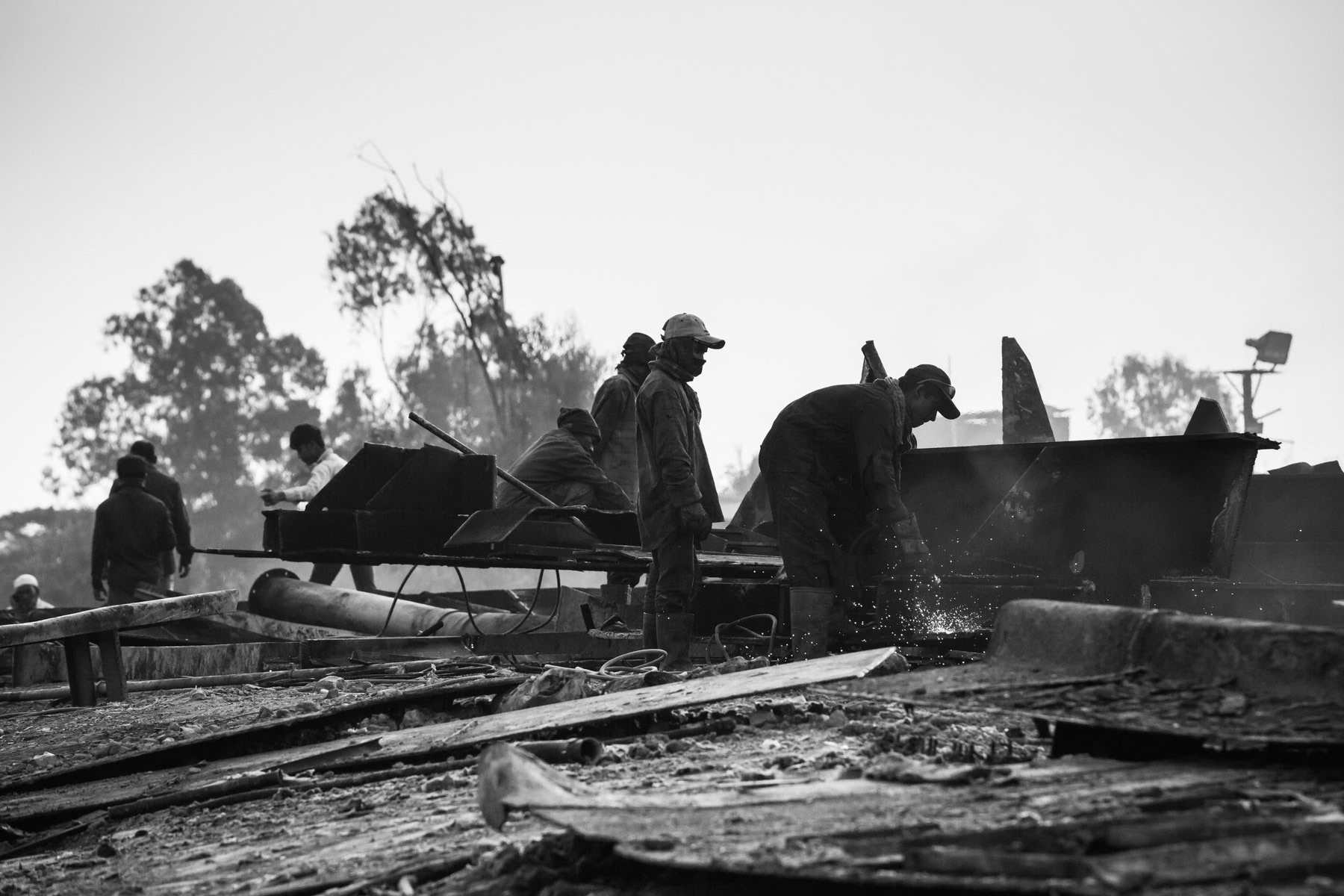 Ship cutters at work on the beaches north of Chittagong, December 2015