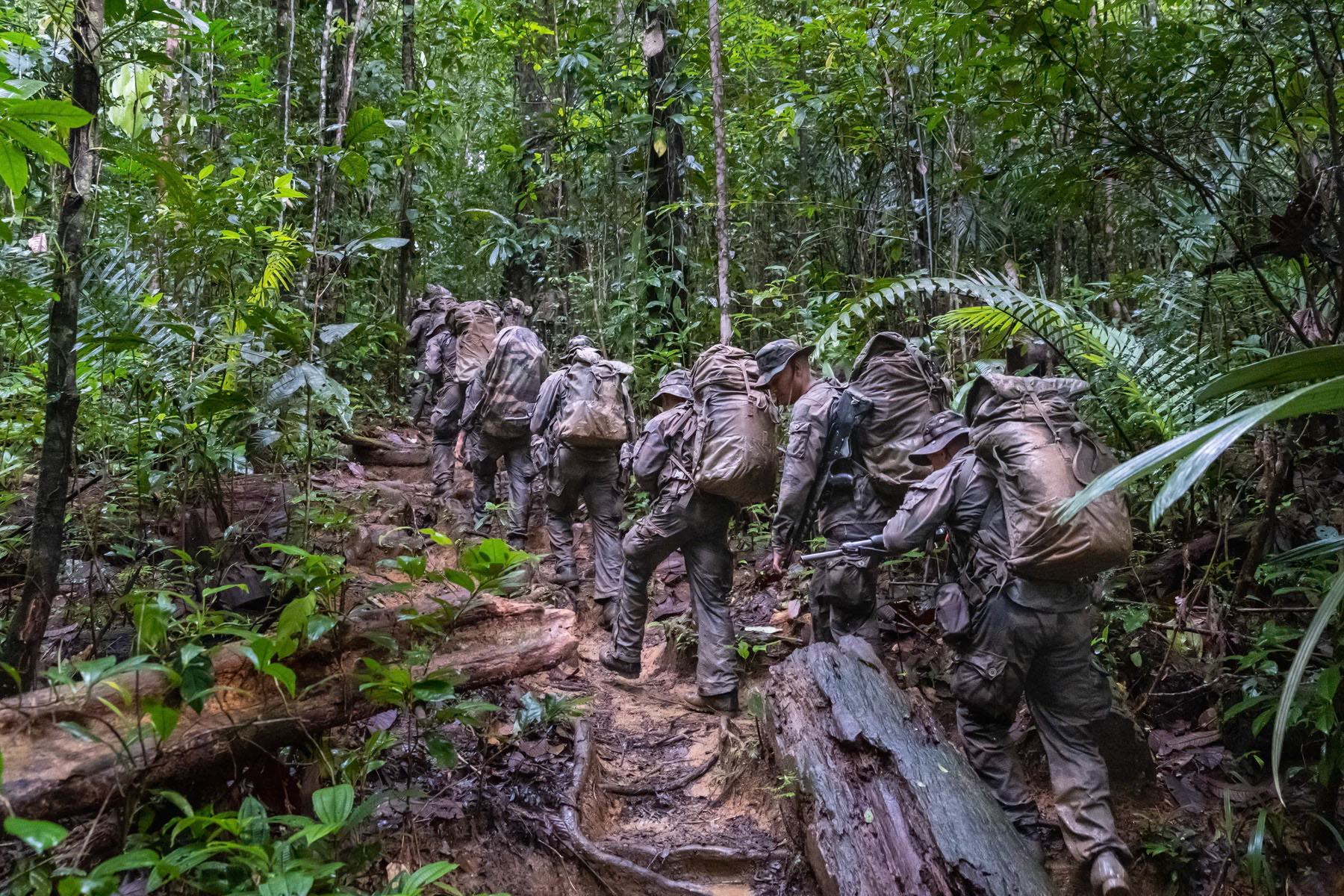 Training camp of the foreign legion in the Amazon rainforest. Regina, French Guyana, March 2022