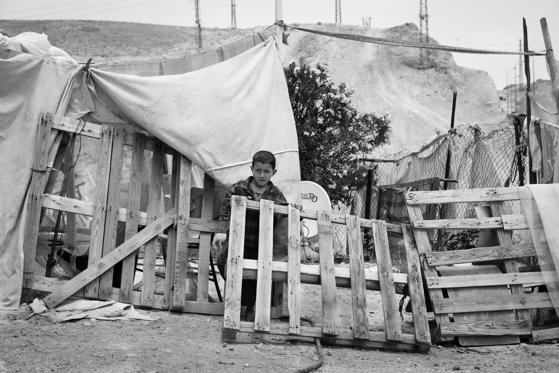 Bedouin shelter, Khan Al Ahmar community. West Bank, May 2014