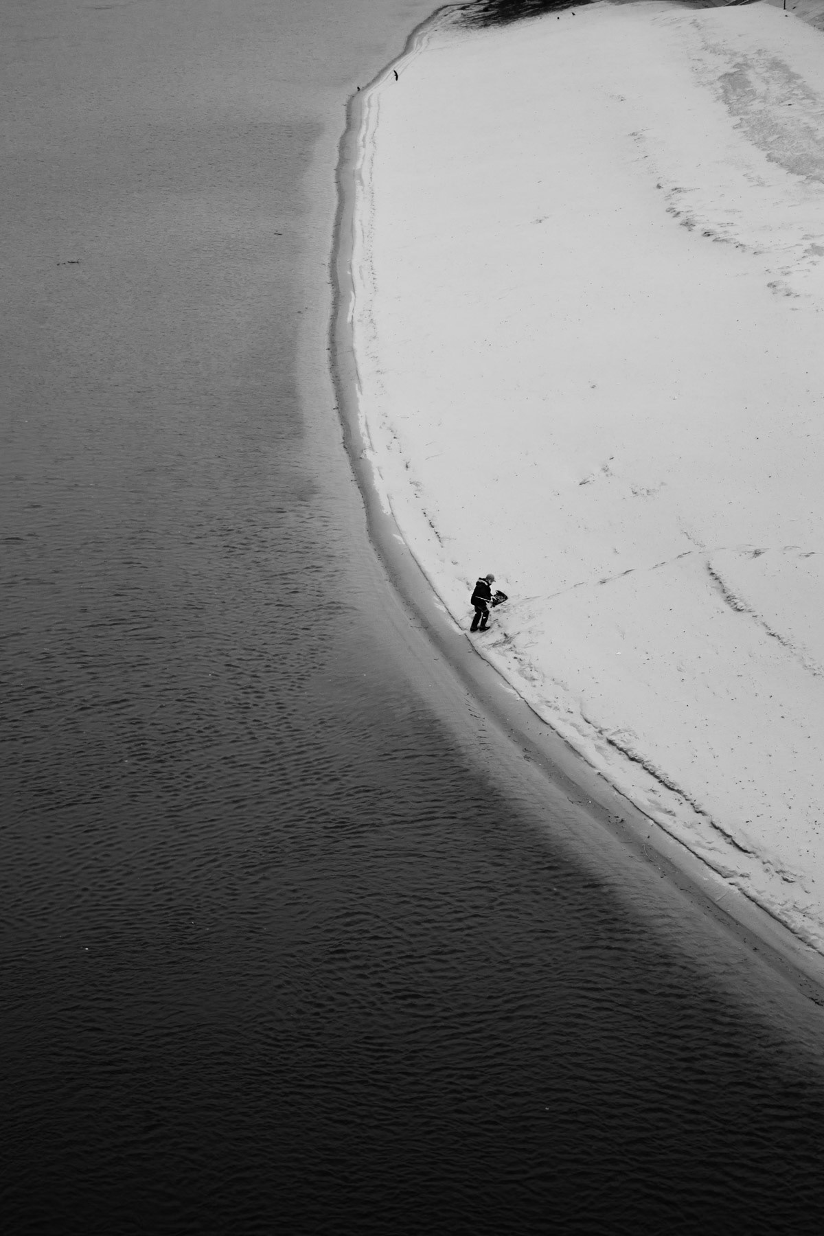 Fisherman on the Dniestr river in Tiraspol, Transnistria, December 2013
