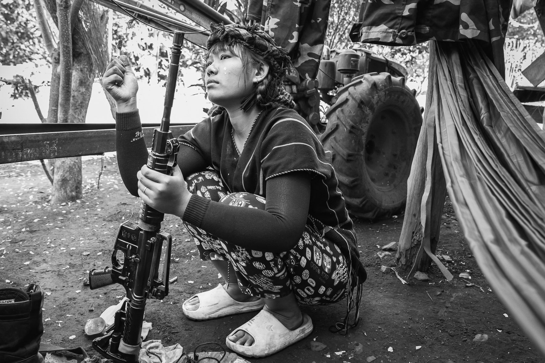 A young Karen woman embedded in the KNLA, Karen State, Myanmar, January 2025