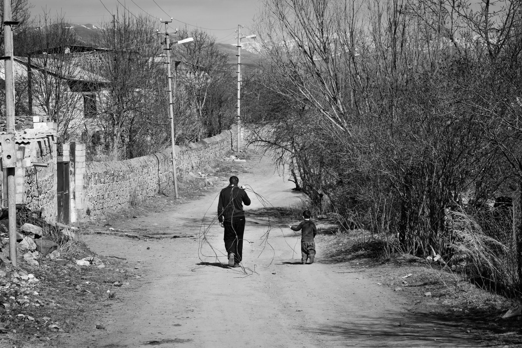 Collecting useful building material, Karvachar town, Nagorno-Karabakh, February 2014