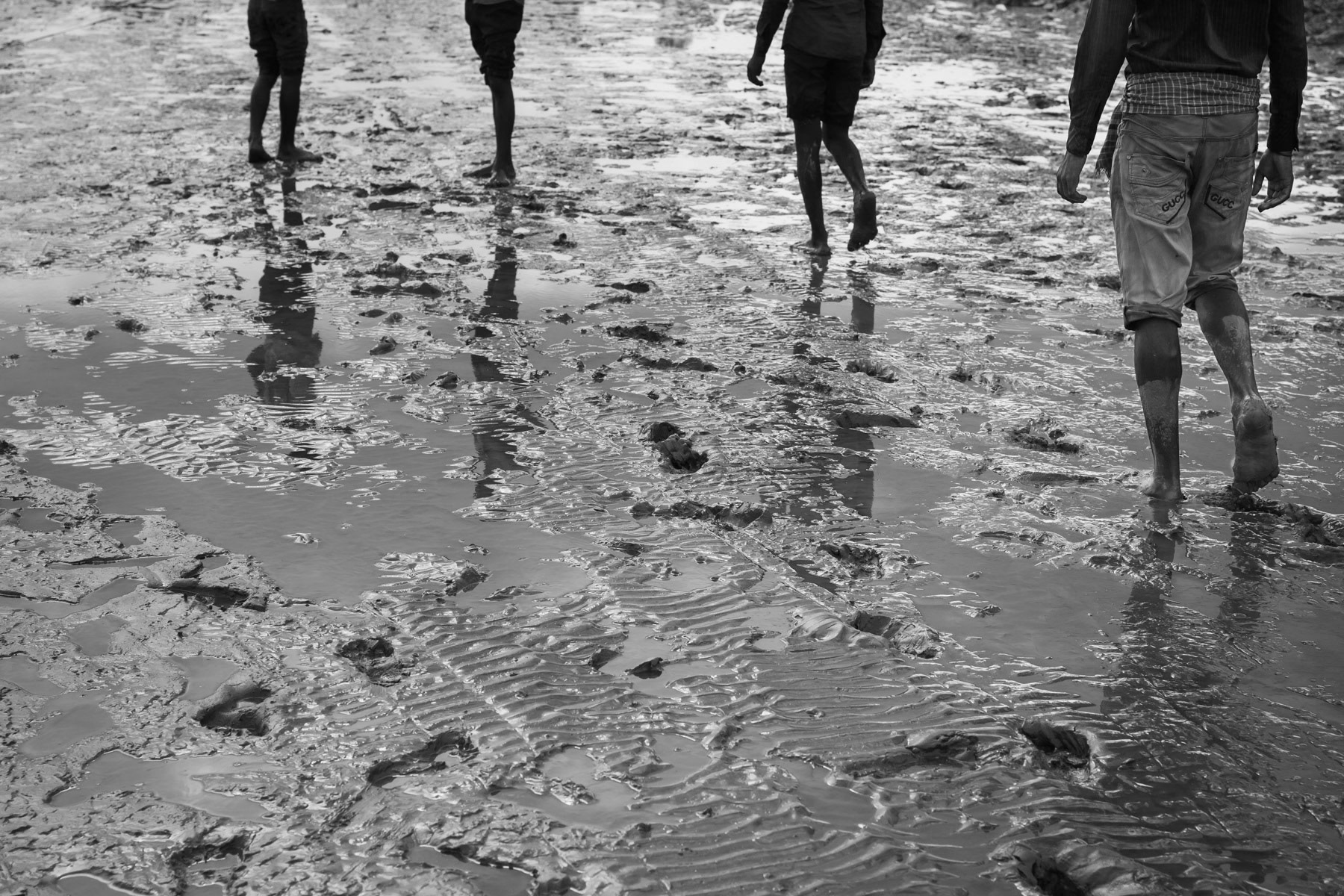 Ship-breaking yard workers finishing their shift, Chittagong, June 2015