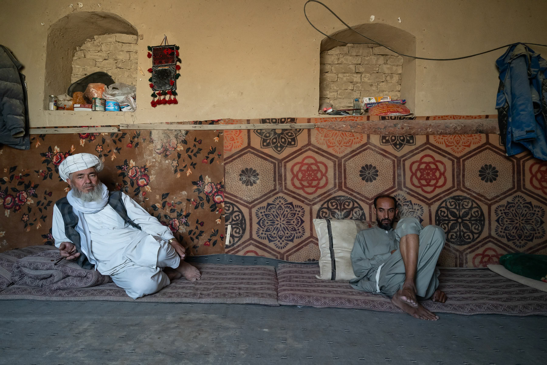 Interior of a house in the desert of northern Afghanistan, Hairatan region, Balkh, September 2024