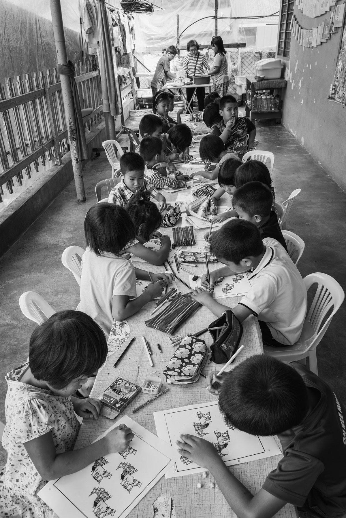 Chin community school for children of Chin refugees working in the nearby plantations in Cameron Highlands in Malaysia. Malaysia has over 100,000 Chin refugees from Myanmar. Kampung Raja, Pahang, Malaysia, May 2024