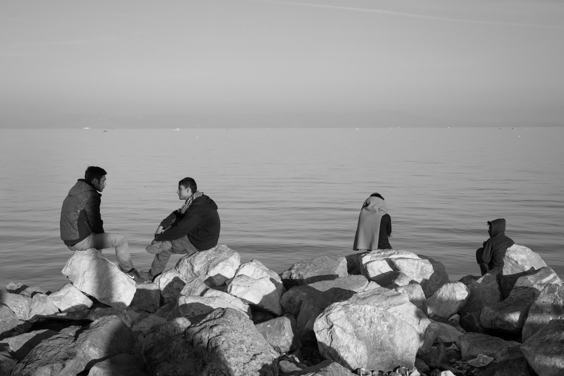 Refugees having reached the Island of Levbos in the Aegean Sea, Greece, November 2015