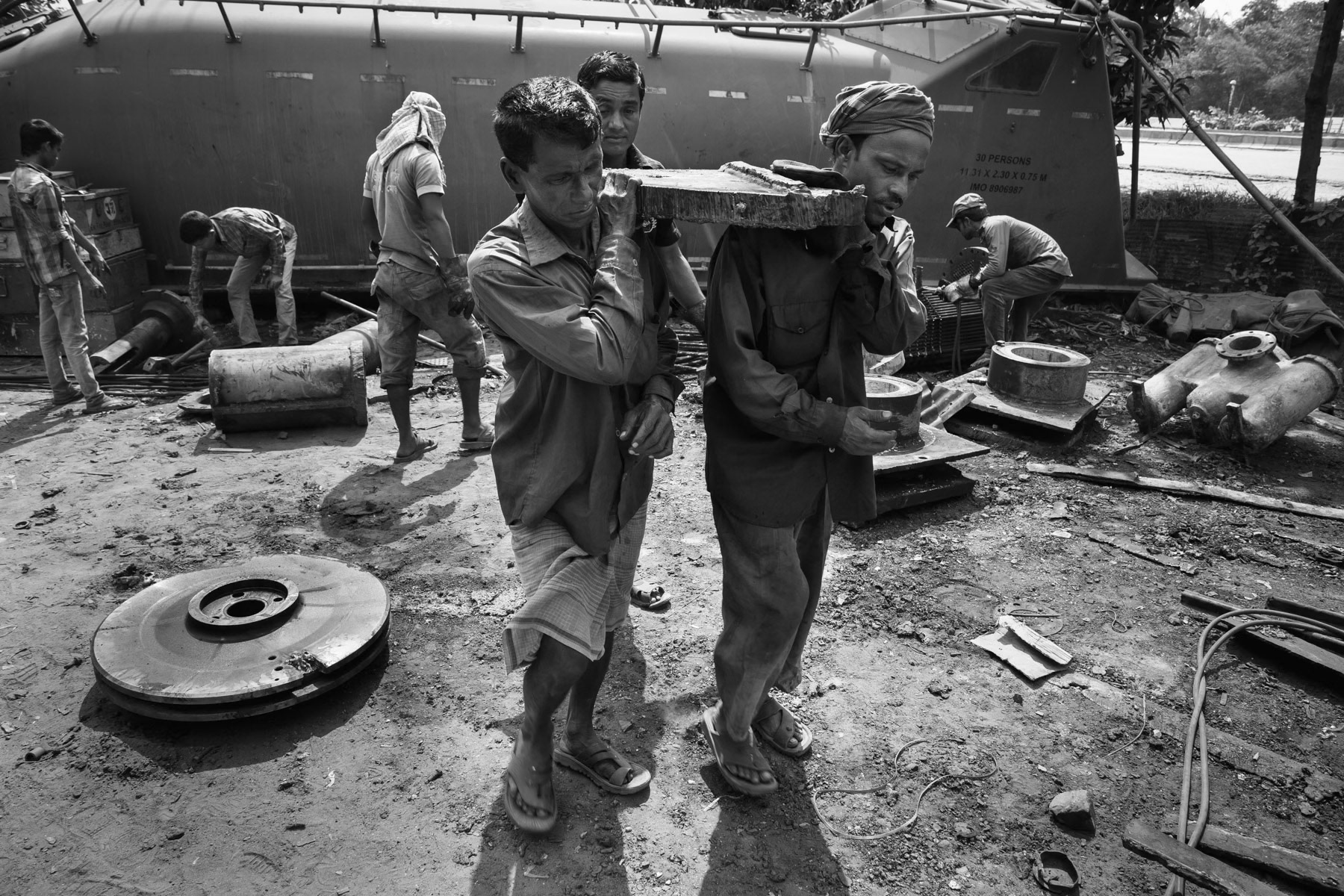 Ship part after being reduced to scrap metal, Bhatiary ship breaking yards, Bangladesh, October 2014