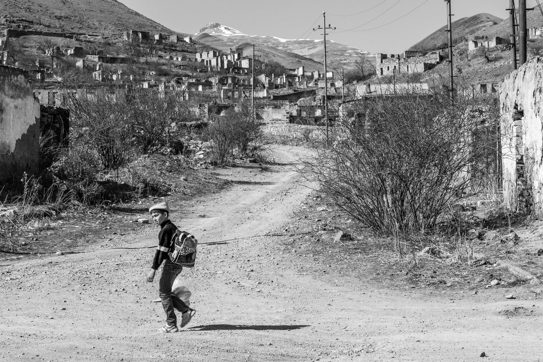 On the way back from school, Karvachar, February 2014