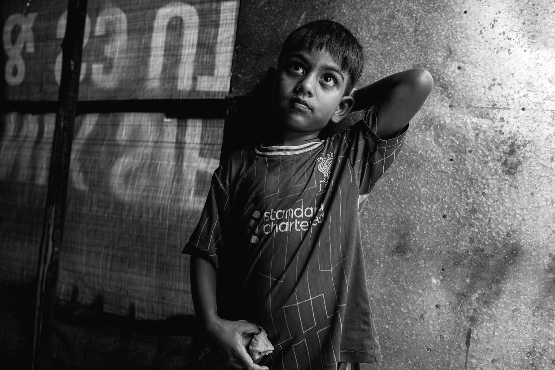 Rohingya boy in a temporary shelter in Pekanbaru, Sunmatra, February 2026