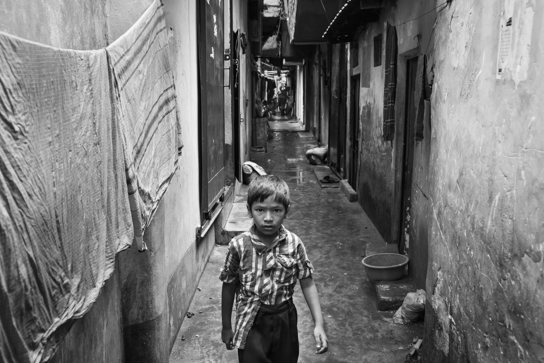 Limited access to water and inadequate sanitation are a major concern in the over populated Bihari camps. Geneva Camp in Mohammadpur, Dhaka, May 2015