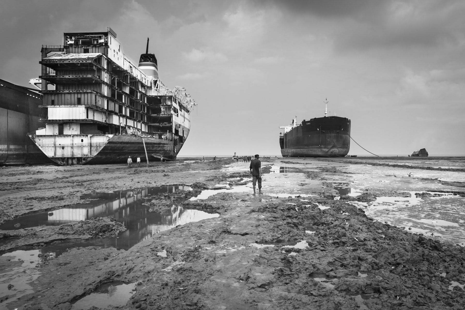 Beached vessels being dismanteled, Chittagong ship-breaking yards, Bangladesh, June 2015