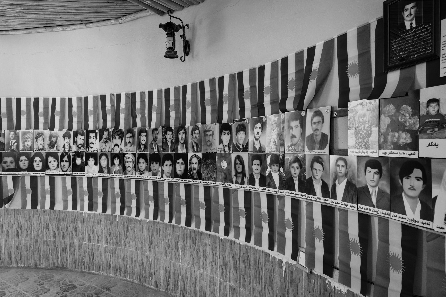 Memorial for the victims of the chemical attack on Sewsenan village. The Sewsenan valley was a Peshmerga (Kurdish freedom fighters) hide out during the eighties and the Kurdish liberation struggle against Saddam Hussein. The village was attacked with chemical weapons on 22 March 1988, less than a week after the Halabja attack. Eighty persons died instantly during the attack, many more in the years that would follow. Contrary to Halabja, the victims could not be evacuated to Iran and were taken care off in surrounding villages and health centres that were not equiped to handle chemical exposure. The number of fatal victims was relatively low due strong winds that blew away the musterd gas. Survivors in today's Sewsenan feel isolated and forgotten and do not have the facilities that are available in Halabja and Iran. Sewsenan village, Suleymaniya directorate, Iraq, September 2018