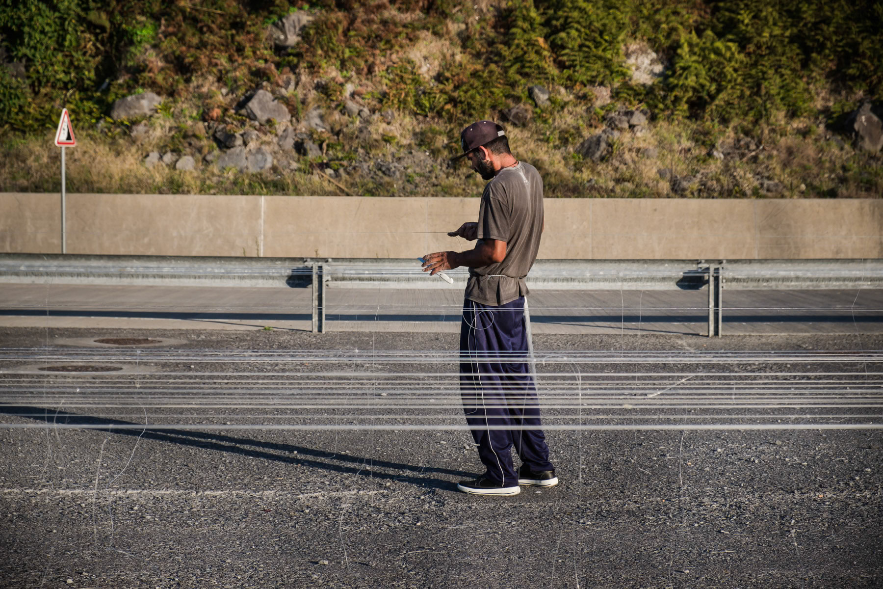 Preparing the long lines for line fishing, a traditional fishing method still widely used by all fishermen in Rabo de Peixe, Azores, September 2018