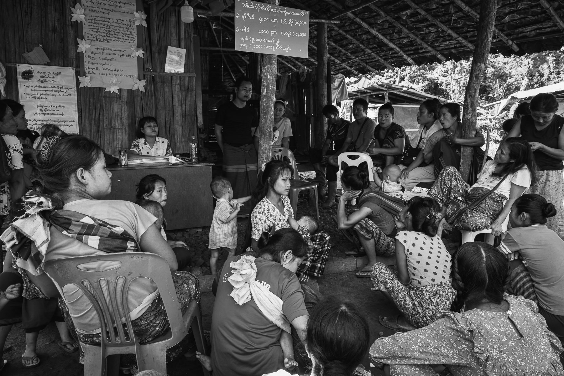 Mother and child health care training at the clinic of a camp for internally displaced persons in Kayin State, Myanmar, September 2024