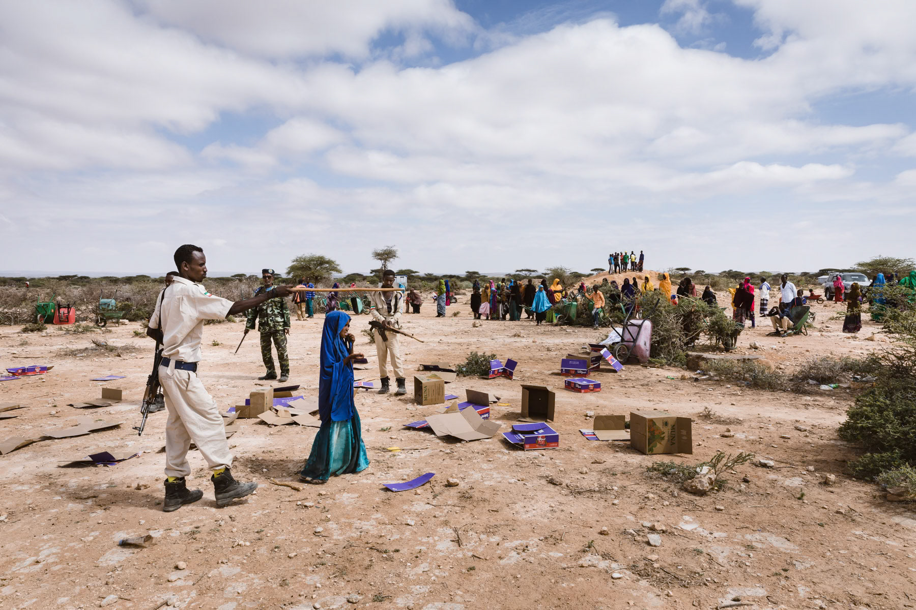 A food distribution site near Wadamago camp for displaced persons due to the drought affecting the Horn of Africa, Saraar Region in eastern Somaliland, October 2017